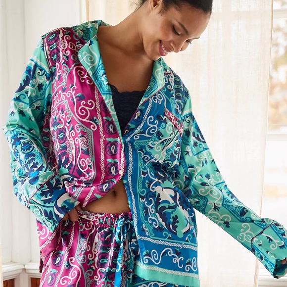 Anthropologie Silky Printed Pyjama Top - Picture 9 of 12
